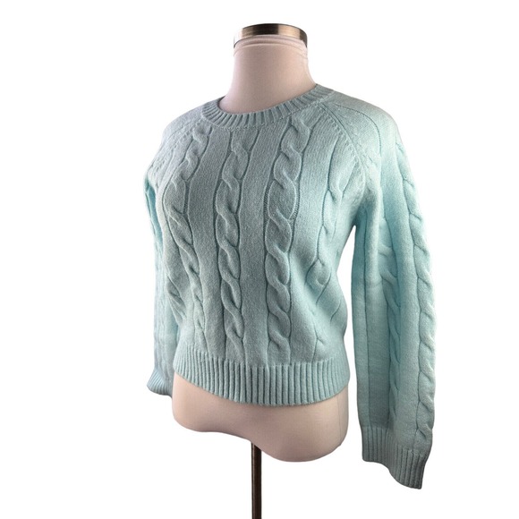 Anthropologie Callahan Betsy Cable Knit Sweater Ice Blue Size Medium - Picture 3 of 11